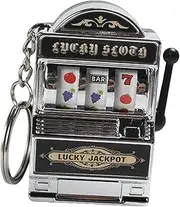 kowaku Mini Slot Machine Keychain Charm Birthday Miniature Souvenirs Key Chain Fruit Machine Slot Pendant Keyring for Girls Women, Argent