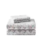 Rosalie 4-Piece Light Pastel Gray Floral Flannel King Sheet Set