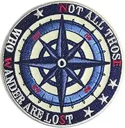 PatchClub Not All Those Who Wander are Lost Patch - 3.5 inches, Compass Hiking Adventure Outdoor Patch - Cool Embroidered Patch (Iron-On/Sew-On)