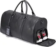 [Ronatelli] Men's Genuine Leather Travel Bags Away Weekender Weekend Duffels Black Brown for Gym and Travel , Black
