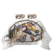 Fantasy Art Brown Unicorn and Fairy Princess Coverlet