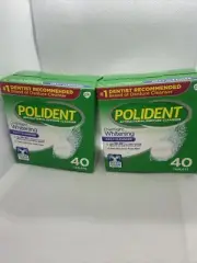 3-Polident Overnight Whitening Denture Cleanser Effervescent Tablets, 40 count