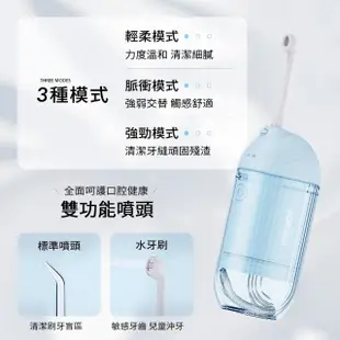 【PORClean 寶可齡】WASH 302 攜帶型樂樂多功能沖牙機-小粉藍(大人小孩都適用)