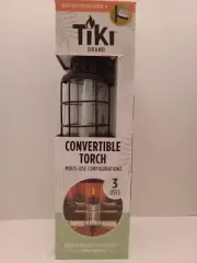 TIKI 1120096 Metal Lantern Outdoor Torch 65 L in. with Clear Glass Fuel Vessel