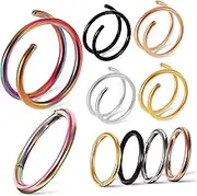 LALADEFIEE Stainless Nose Rings 10pcs Spiral Nose Hoops Girls Nose Fashion Nose Jewelry Comfortable for Women Girls