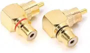 2Pcs 90 Degree RCA Adapter,Gold-Plated Right Angle Connector Male to Female Audio Adapter