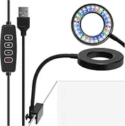 DaToo Clip On Aquarium Light with Dimmer Small USB Fish Tank Light 8W Dimmable Full Spectrum Lamp for Betta Tank Adjustable Dimmer Multi-Color LED (Adapter NOT Included)