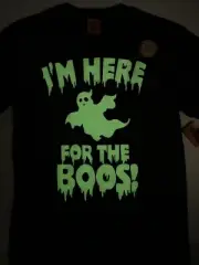 Glow In The Dark Halloween Shirt Size S Costume “I’m Here Here For The Boos’’