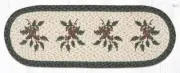 Braided Jute Hand Stenciled Oval Table Runner. Earth Rugs. HOLLY. 13" X 36"