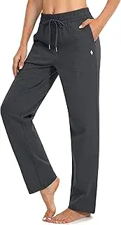 [SANTINY] Women's Cotton Sweatpants Yoga Lounge Casual Pants Open Bottom Sweat Pants for Women with Pockets