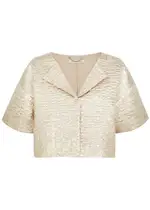 Emilia Wickstead Enna Cropped Metallic Seersucker Jacket - Gold - 10 (UK10 / S) 10 (UK10 / S)