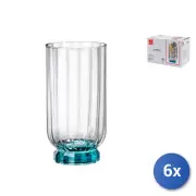 6x Glass Florian Glass Clear Foot Blue For Drinks 43Cl