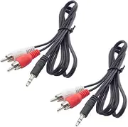 RecDec 2 Pack 3.5mm to RCA Cable RCA to 3.5mm AUX Cable 5Ft 1/8'' Male TRS Stereo Jack to 2RCA Connector Plugs Adapter Audio Cables for Amplifier Speaker Sound System Home Theater Soundbar Mixer TV