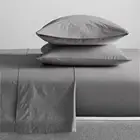 Renee Taylor Long Single Bed Sheet Set 300TC Organic Cotton Bedding Steel Grey