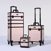 Byootique 3-Piece Makeup Train Cases Cosmetic Organizer Kit Blush ForgetMeNo