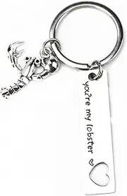 [MUCOOS] Lobster Keychain, Personalized Keychain, Cute Lobster Keychain Accessories, Funny Keychain,Cute Keyring,Friend Keyring,Personalised Gifts,Friendship Gifts for Women, Silver, s