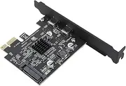 PCIe to USB 3.2 Gen 2 Card, 10Gbps PCI Express Expansion Card with Dual Type C Ports for Desktop PC for Windows and for Linux