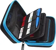 BRENDO Hard Carrying Case for New Nintendo 2DS XL + Large Stylus, Fits Wall Charger, 24 Game Cartridge Case Holder, Large Accessories Pocket - Black + Turquoise