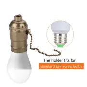(Bronze)E27 Aluminum Vintage Light Socket With Pull Chain Desk Lamp Lighting AOS