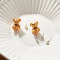 在飛比找momo購物網優惠-【Museo】熊寶貝防敏鋼針多件組耳環3對1組(組合 小耳環