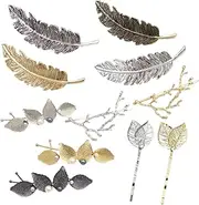 MERRYHAPY Retro Bobby Pins Pearl 11pcs Metal Leaf Clip Set Hair Accessories for Wedding Party Birthday