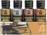 Plaid 4 Bottle Treasure Gold Acrylic Craft Paint Set, 2 oz