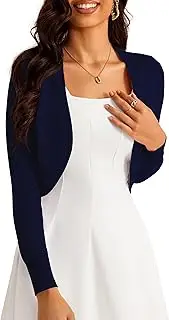 [McVanedy] Women's Cropped Cardigan Bolero Shrug Open Front Sweater Long Sleeve S-XL