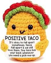 Mini Emotional Taco Support Positive Crochet Animals Funny Taco Christmas Birthday Gifts for Women Mom Daughter Sister Friend Inspirational Gifts Handmade Knitted Taco Cute Christmas Stocking Stuffer