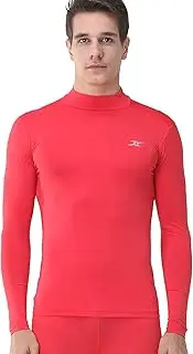 [Henri maurice] Mock Turtleneck Men Shirts Tops Base Layer Compression Long Sleeve T Shirts LO Red XL