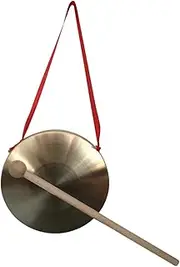 Dickly Gong Instrument with Wooden Mallet Chinese Traditional Percussion Instrument Mini Gong for Office, 10cm