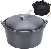 Outdoor Picnic Pot 5L Large Capacity Portable Camping Cookware Kit for Barbecue Cooking Boiling Steaming Grilling for Camping and Picnics Aluminum Alloy Stainless Steel