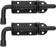 JQK Spring Loaded Latch Pin, 304 Stainless Steel Barrel Bolt Thickened 2mm Door Lock, 5 Inch Black (2 Pack), HSB300-BK-P2