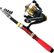 Telescopic Fishing Rod Set, Telescopic Fishing Rod Freshwater | 1.8m Fiberglass Spin Rod and Reel Combo with Carrier Bag | Saltwater Freshwater Fishing Tackle Sea Sea Sea Freshwater Kit