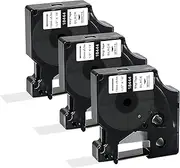 BOYEEZON 3PK Compatible 18444 Industrial 12mm Labels Replacement for DYMO Rhino Label 18444 Permanent Vinyl Black on White Tape for DYMO Rhino 4200 5200 5000 6000 Industrial Label Maker, 1/2 In x 18Ft