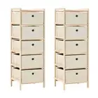 vidaXL Storage Racks with 5 Fabric Baskets 2 pcs Beige Cedar Wood
