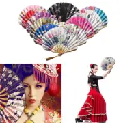 Women Floral Folding Fan Hand Held Silk Bamboo Fan Wedding Party Dance Fans Gift