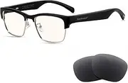 [GenXenon] Bluetooth Audio Smart Glasses, Blue Light Glasses for women and men, Open Ear sound with Mic & Speakers, Blue light Filter & Polarized Sunglasses Lenses, Voice Assistant(Silver)
