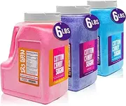 The Candery Cotton Candy Floss Sugar 6lbs 96oz jars- 3 Pack Strawberry, Raspberry Blue and Grape Easy Pour Easy Grip Reusable Jars
