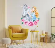 3D Unicorn Girl O095 Animal Wallpaper Mural Poster Wall Stickers Decal Zoe