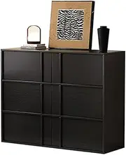 [GUAWJRZDP] Chest of Drawers, Wood Storage Cabinet, Drawer Chest, Entertainment Center with Drawers, Living Room Drawer Side Cabinet, for Living Room, Hallway, Office, Rustic(Black,L100cm/39.3in)