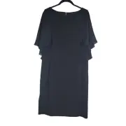 DKNY Chiffon Flutter Sleeve Midi Dress Black size 10 NWT $129
