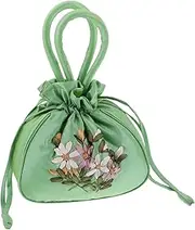 [Healeved] Elegant Embroidered Mother Handbag Floral Clutch Purse Small Embroidered Bag Polyester Drawstring Shopping Bag
