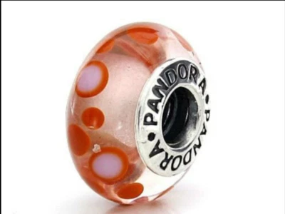 New Pandora Sterling Silver Cinnamon Bubbles Murano Glass Bead Charm Sealed