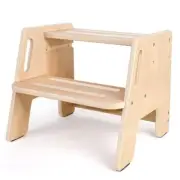 Toddler Step Stool, Wooden Height-Adjustable 2-Step Stool for Kids, Potty 1