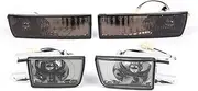 4PCS Set Car Smoked Front Bumper Fog Light + Turn Signal Lamp Compatible for VW Jetta MK3 Golf 1992 1993 1994 1995 1996 1997
