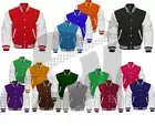 Bomber Varsity Letterman Fine Quality Wool & White Cowhide Leather Sleeve Jacket