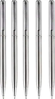 KieTeiiK Ballpoint Pen 5PCS Office Signing Pen Metal Ballpoint Pen Twist Action Business Signature Pen Write Smoohtly Gift Pen, Black/Blue Ink