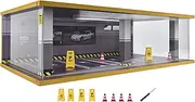 1/24 Scale Model Car Display Case with Light, 1 24 Diecast Cars Storage Cases in Parking Lot Scene, Acrylic Toy Garage for Alloy Car Models (Grey-4 Parking Place)
