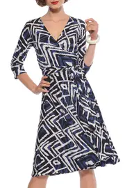 Reverse Wrap Full Skirt Dress--SAC-D7005