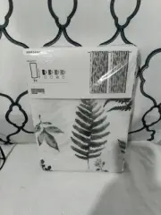 IKEA SMASARV Curtains 1 Pair White Green Leaf Fern Print 57x98" 905.205.72 NEW